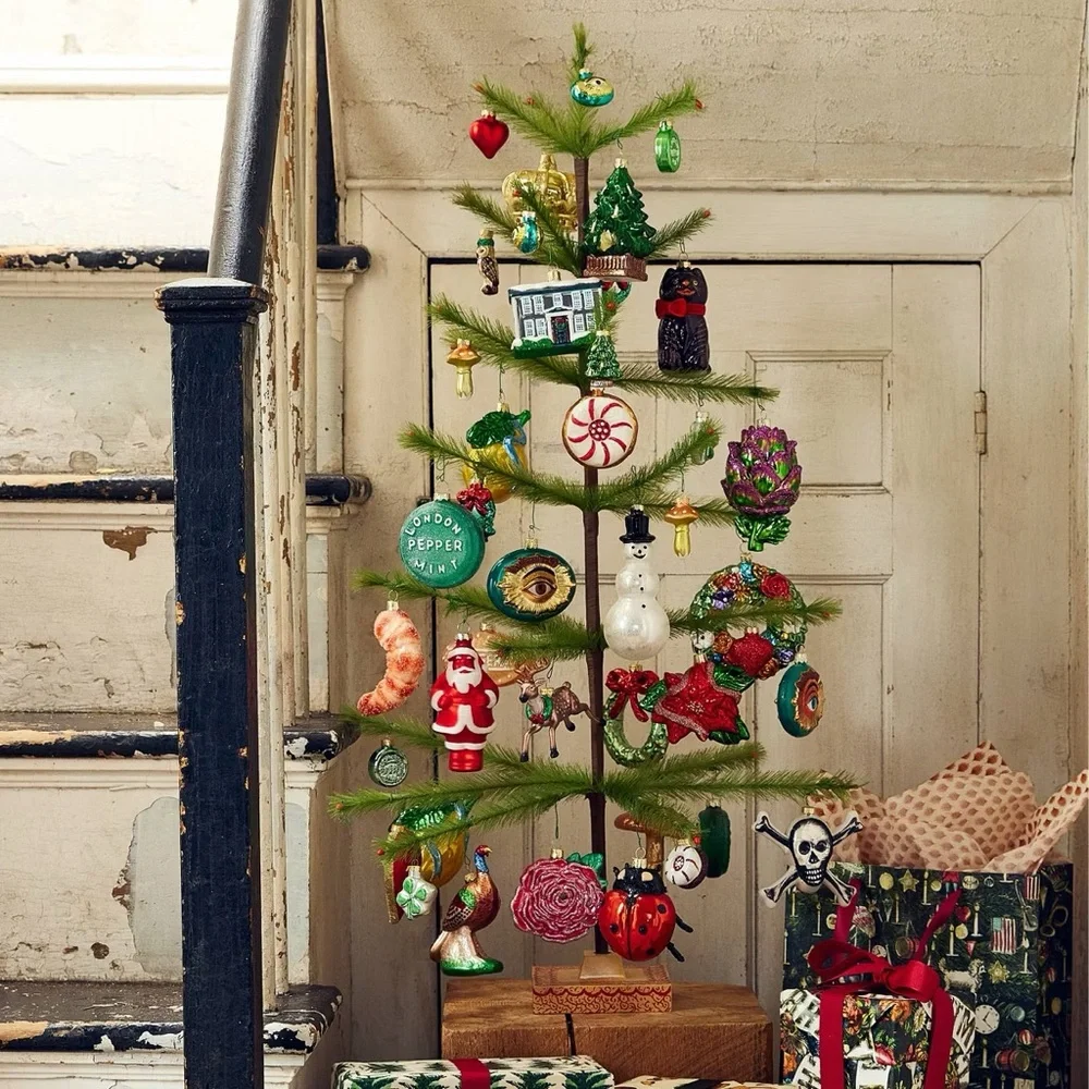 Glass Owl with Laurel Christmas Ornament - John Derian for Target 2025